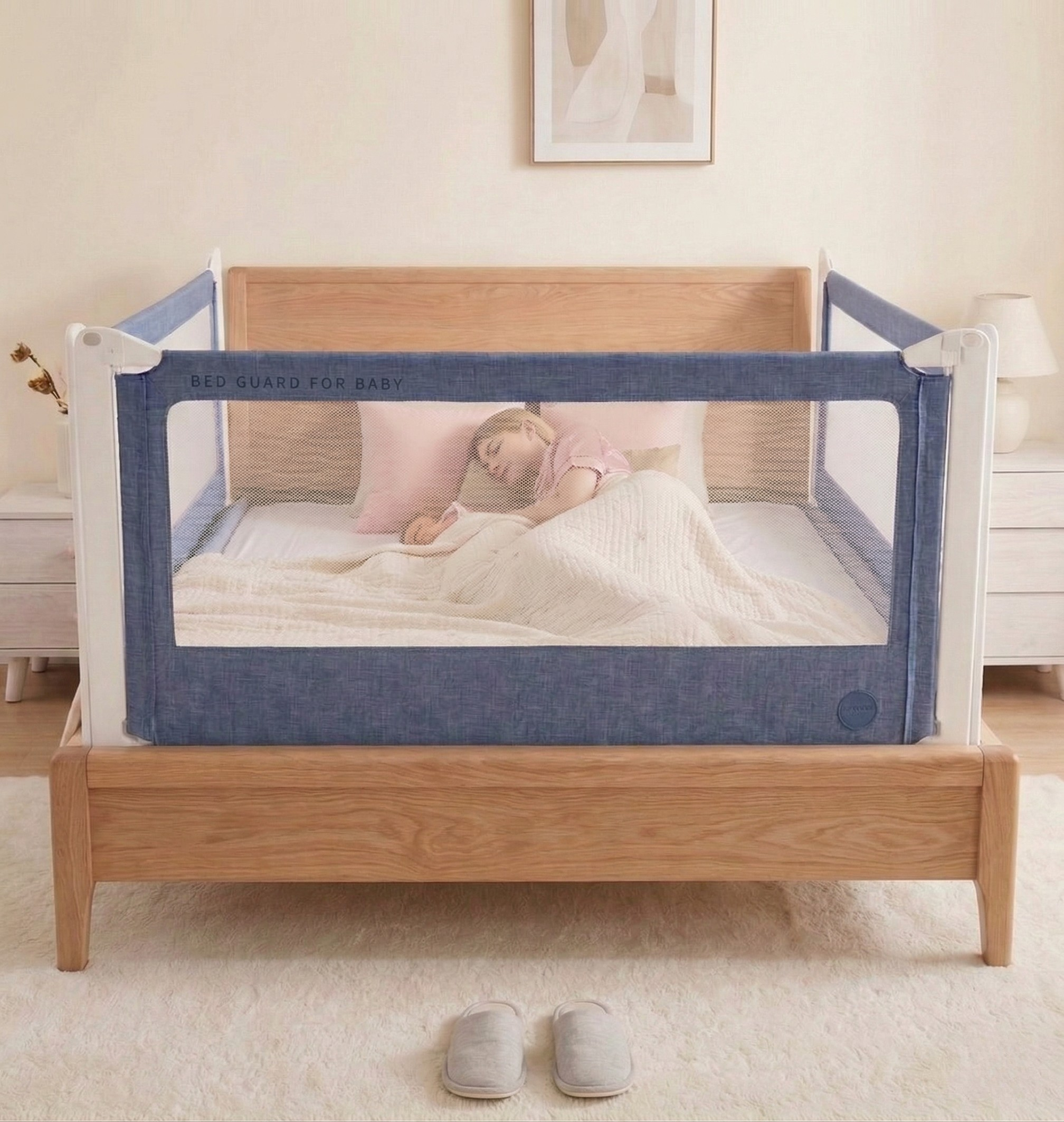 Zábrana na postel Monkey Mum® Popular - tmavě modrá - design - doprodej