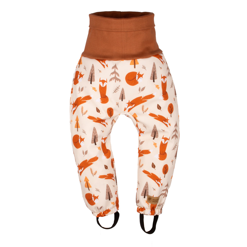 Dětské rostoucí softshellové kalhoty s membránou Monkey Mum® - Liščí hrátky