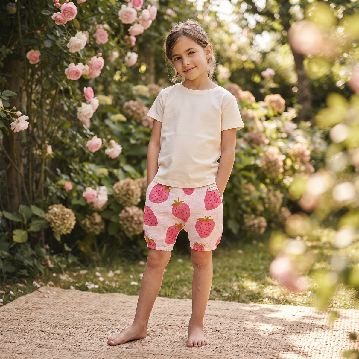 Mušelínové kraťásky Monkey Mum® - Jahoda