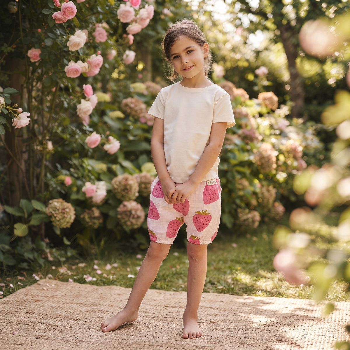 Mušelínové kraťásky Monkey Mum® - Jahoda