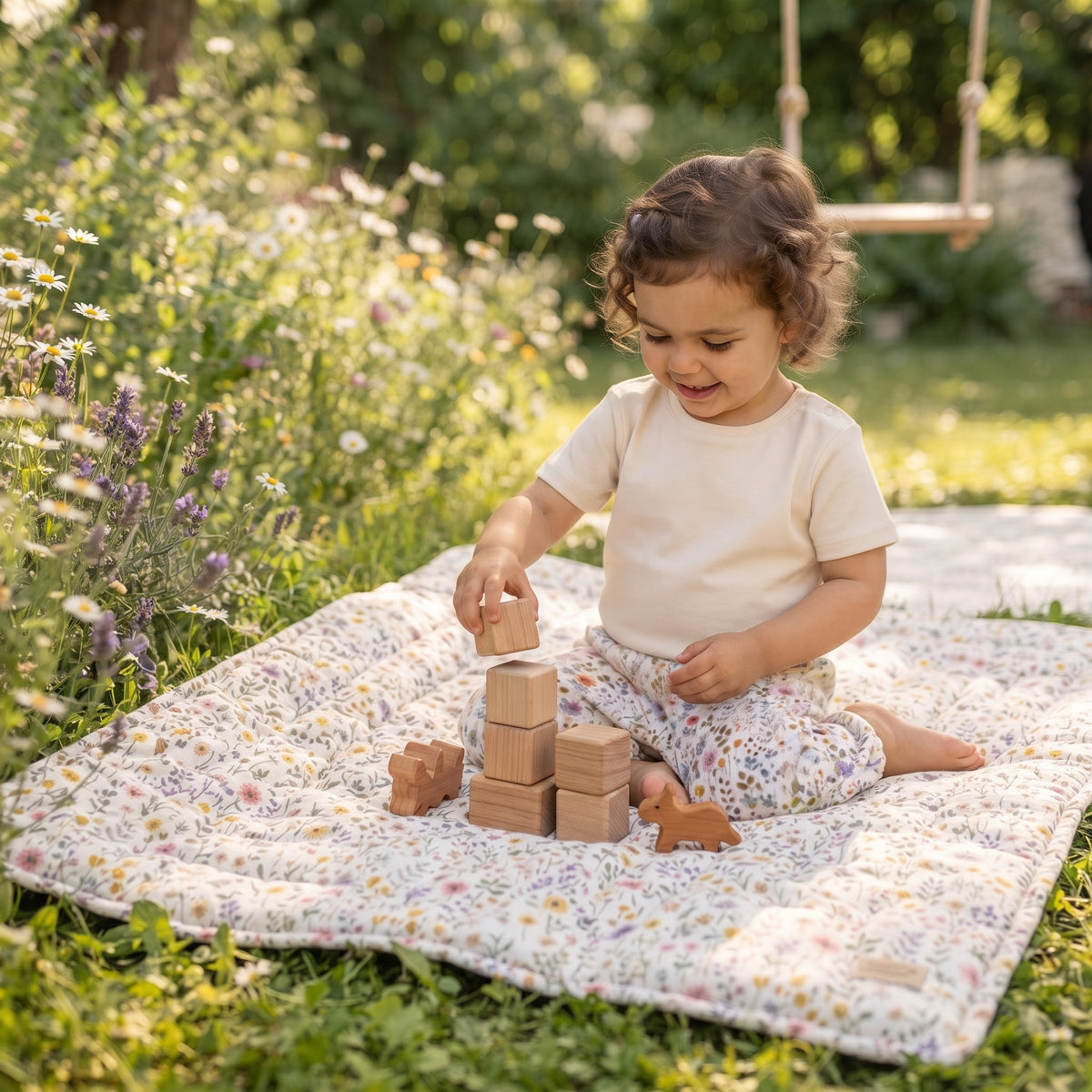 Mušelínové kraťásky Monkey Mum® - Rozkvetlá louka
