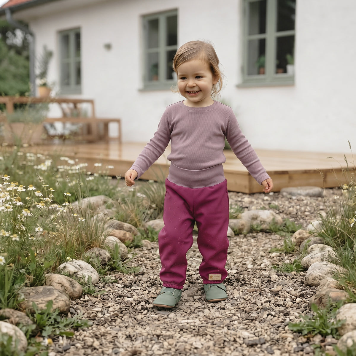 Dětské rostoucí softshellové kalhoty s membránou Monkey Mum® - Šťavnatá malina
