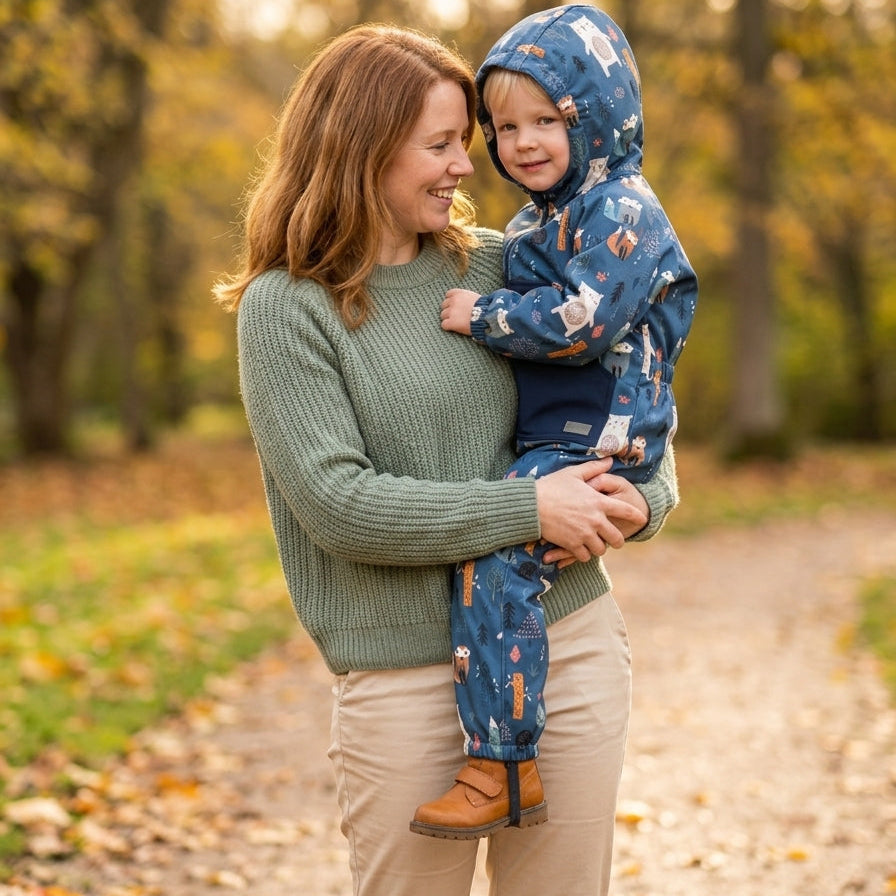Monkey Mum® Softshellová kombinéza s membránou – Noční zvířátka - vel. 98/104, 110/116