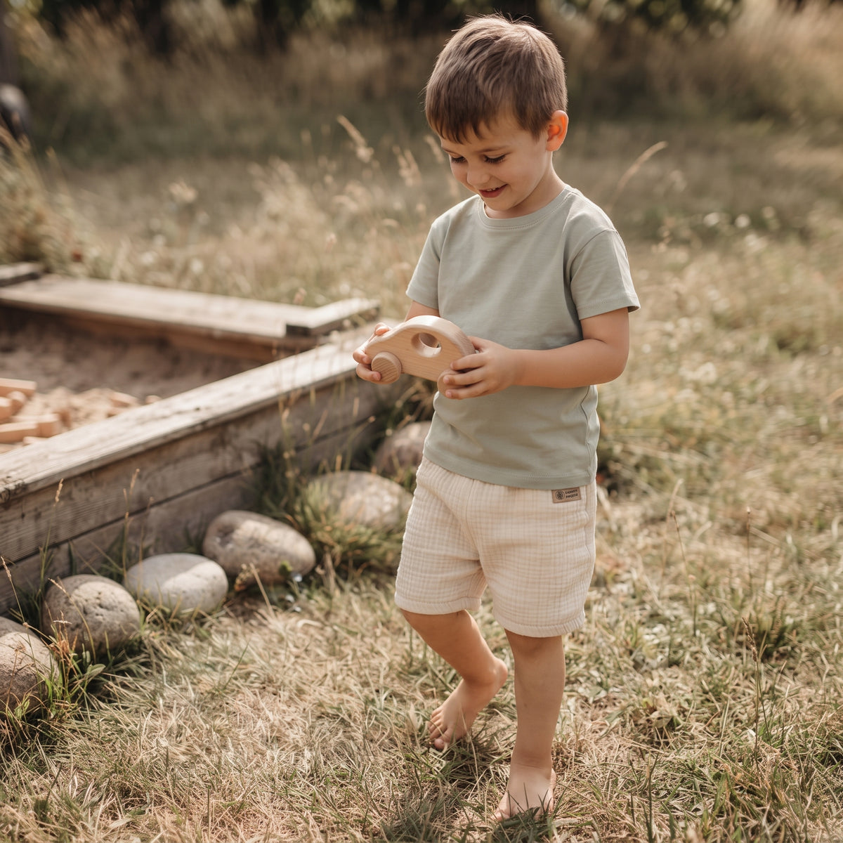 Mušelínové kraťásky Monkey Mum® - Béžová