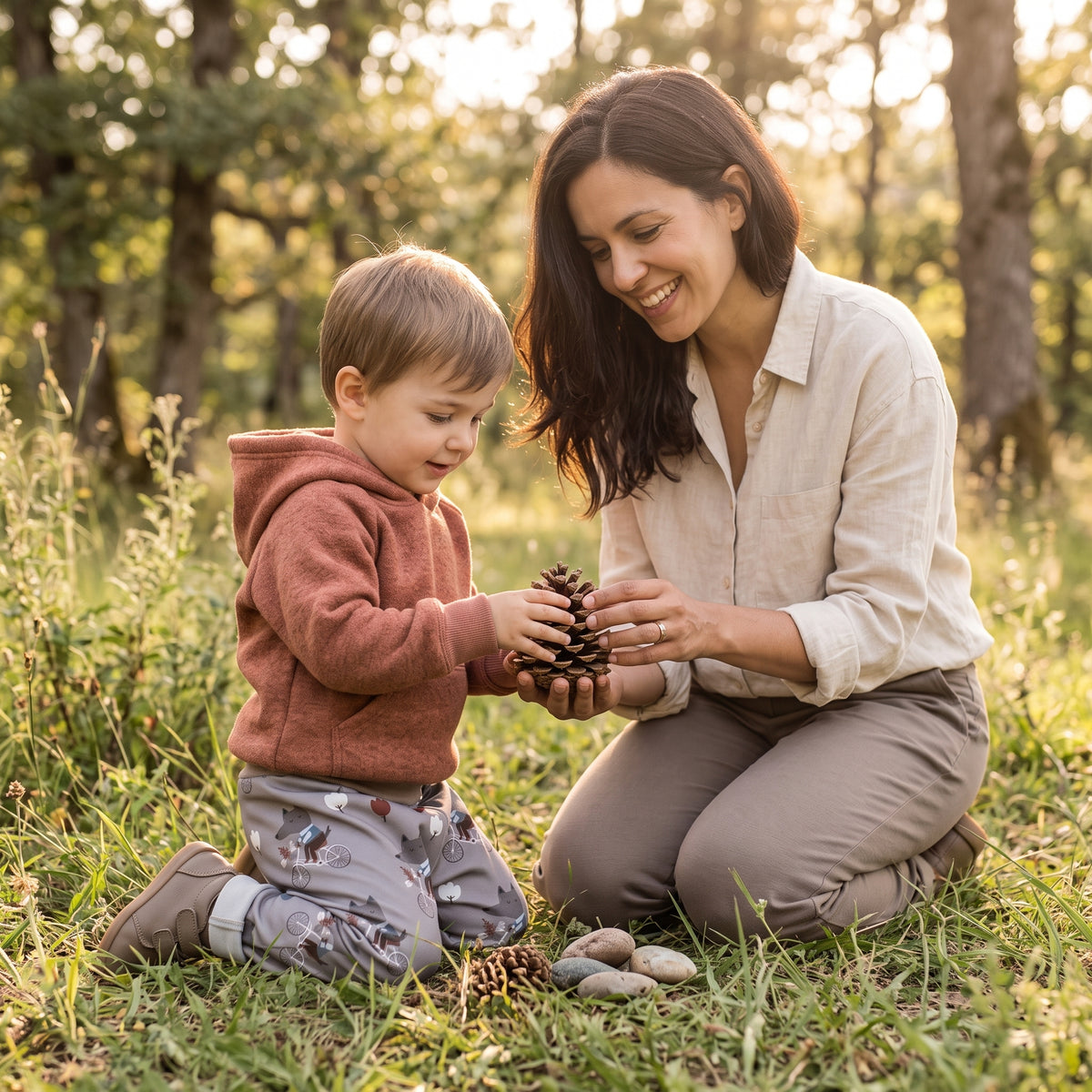 Dětské rostoucí softshellové kalhoty s membránou Monkey Mum® - Vlci na kole