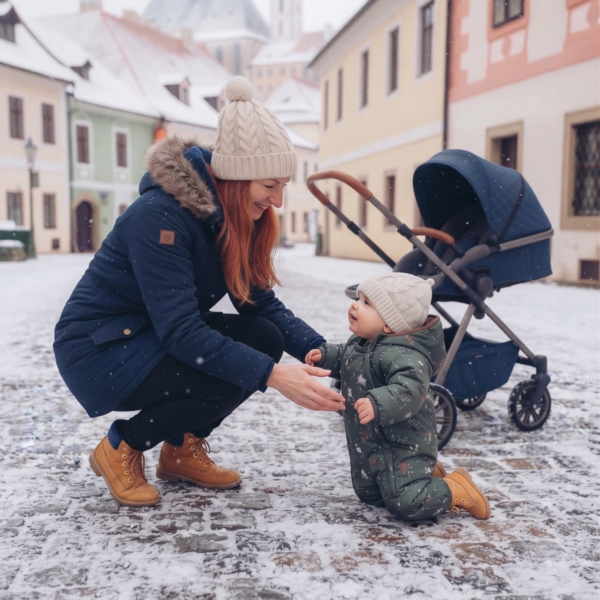 Monkey Mum® Dětská zimní softshellová kombinéza s beránkem - Khaki mysliveček s medvědem - vel.62/68, 74/80