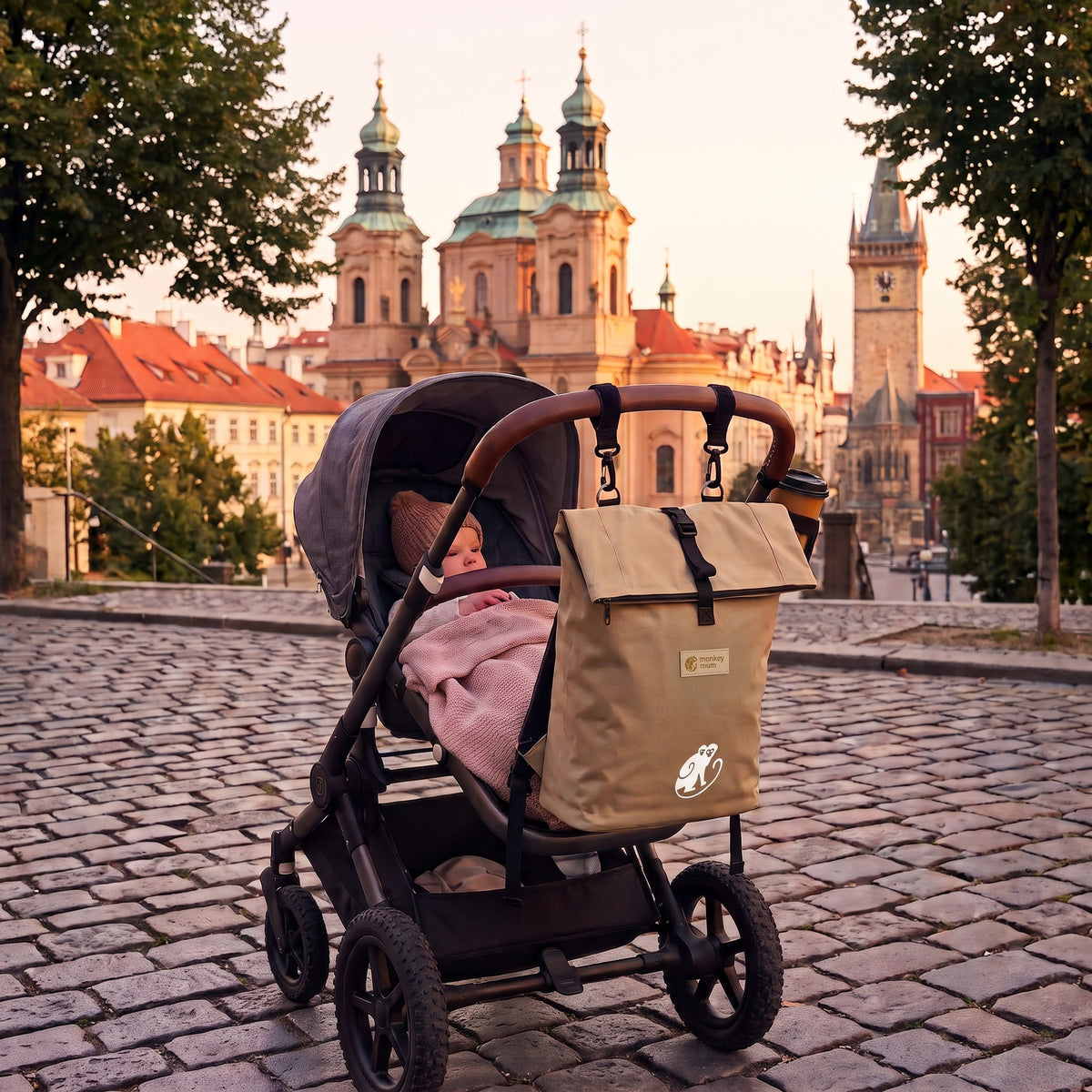 Monkey Mum® Keprový batoh na kočárek - Pouštní písek