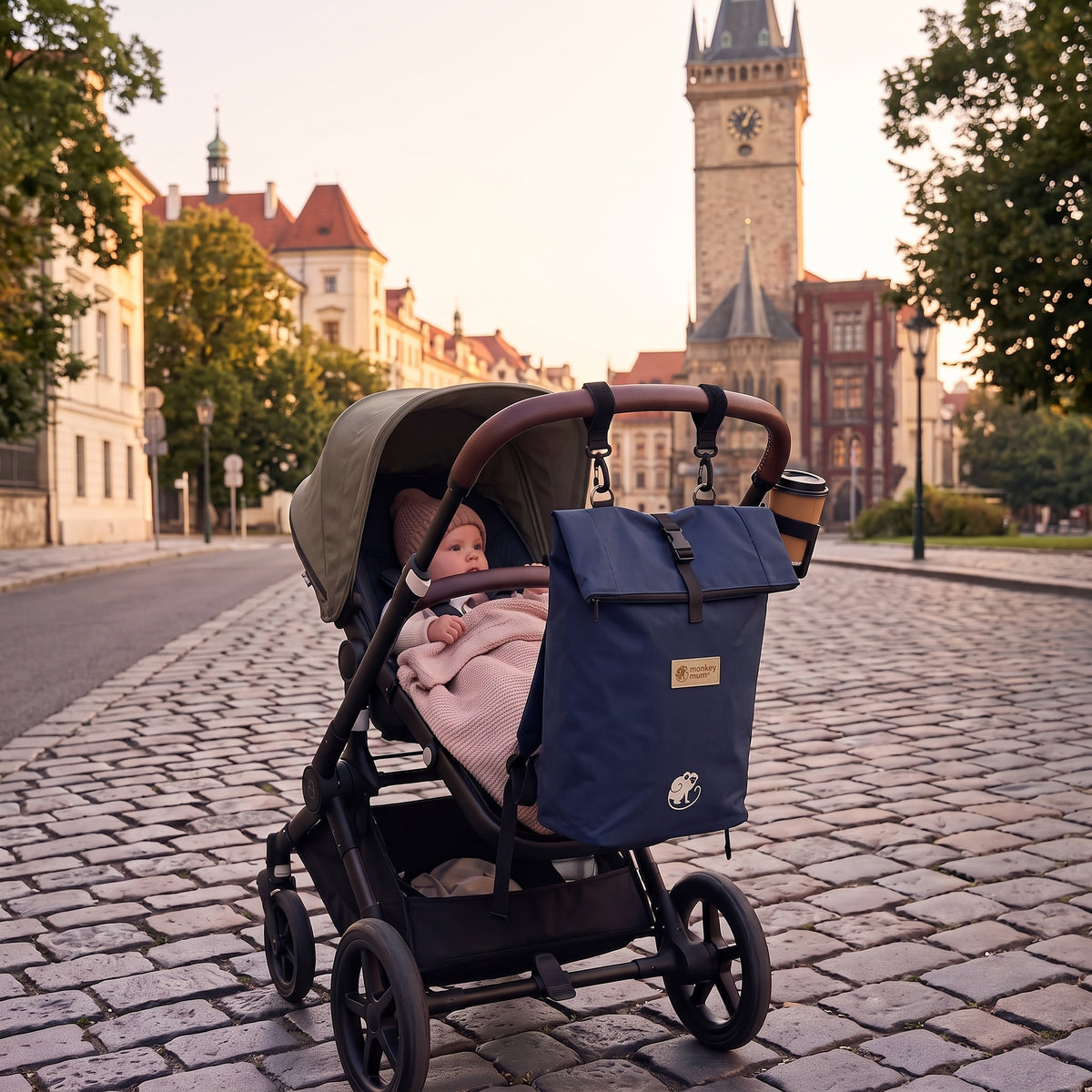 Monkey Mum® Keprový batoh na kočárek - Námořnická modř