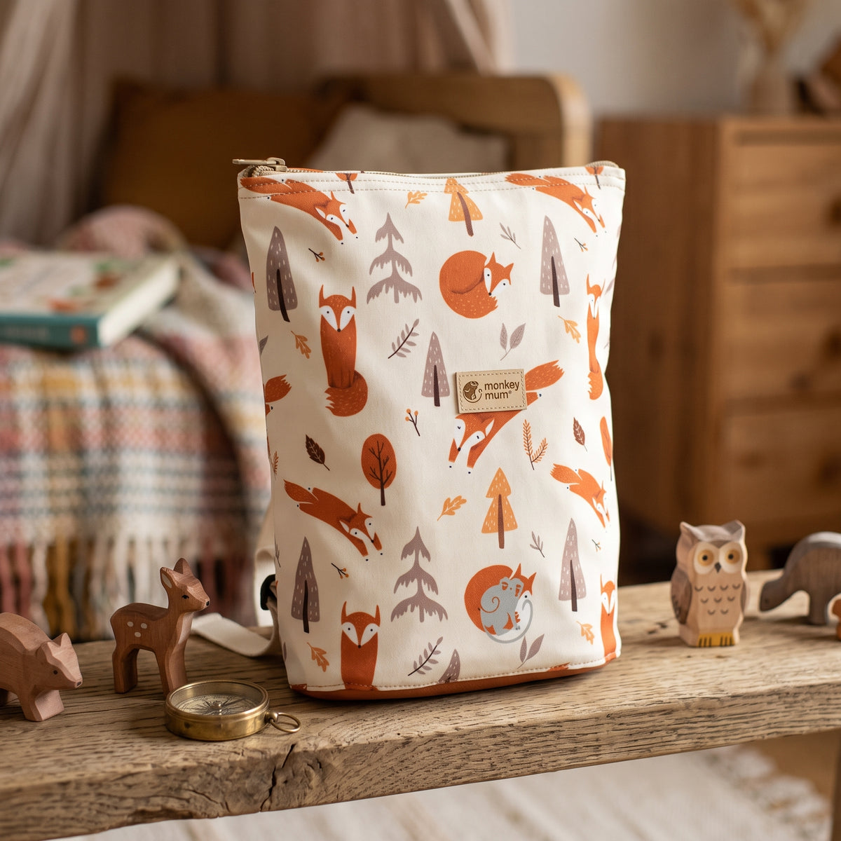 Dětský softshellový batůžek Monkey Mum® - Liščí hrátky