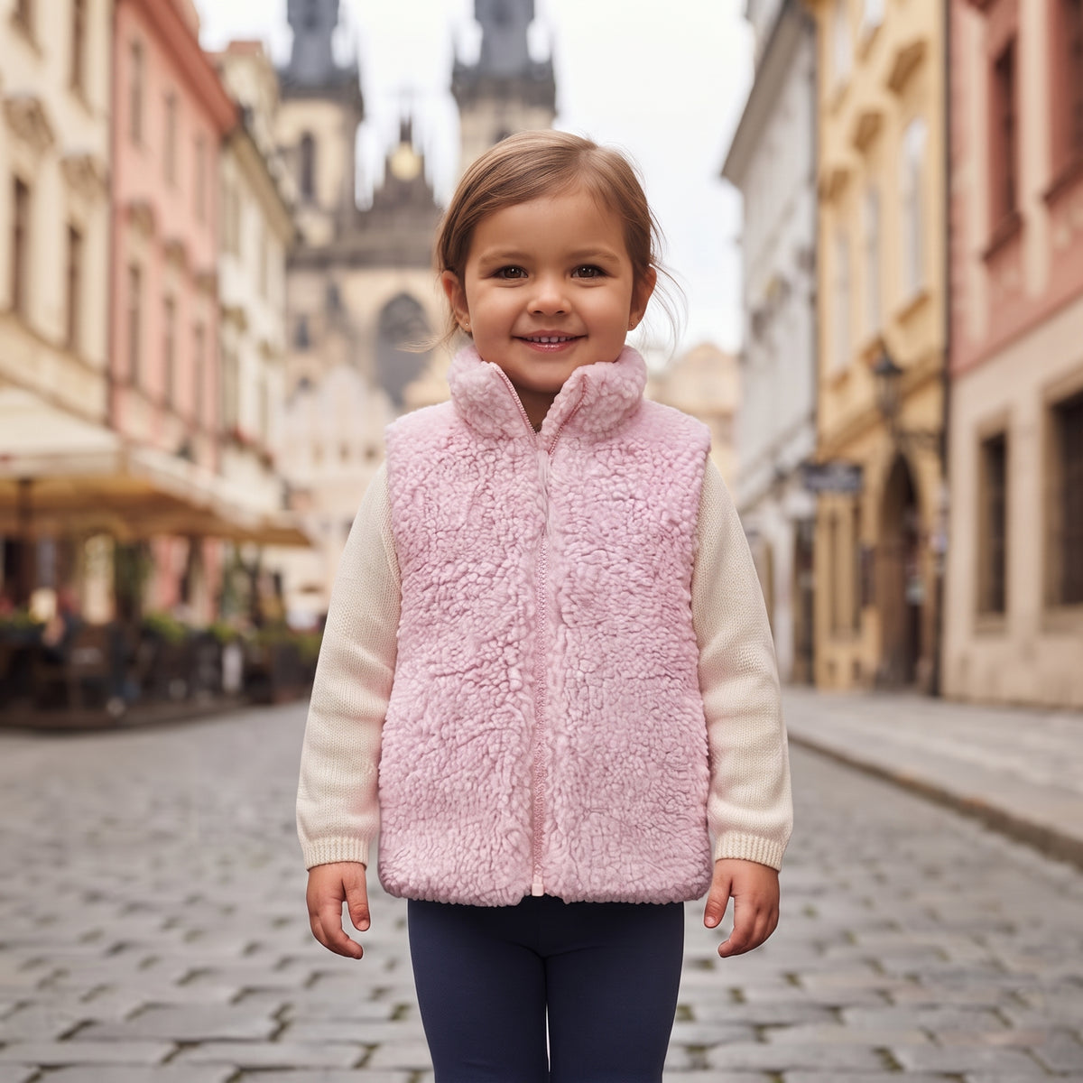 Beránková vesta Monkey Mum® - Růžová