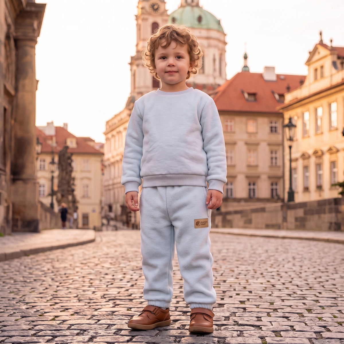 Monkey Mum® Fleecové tepláčky - Světle modré