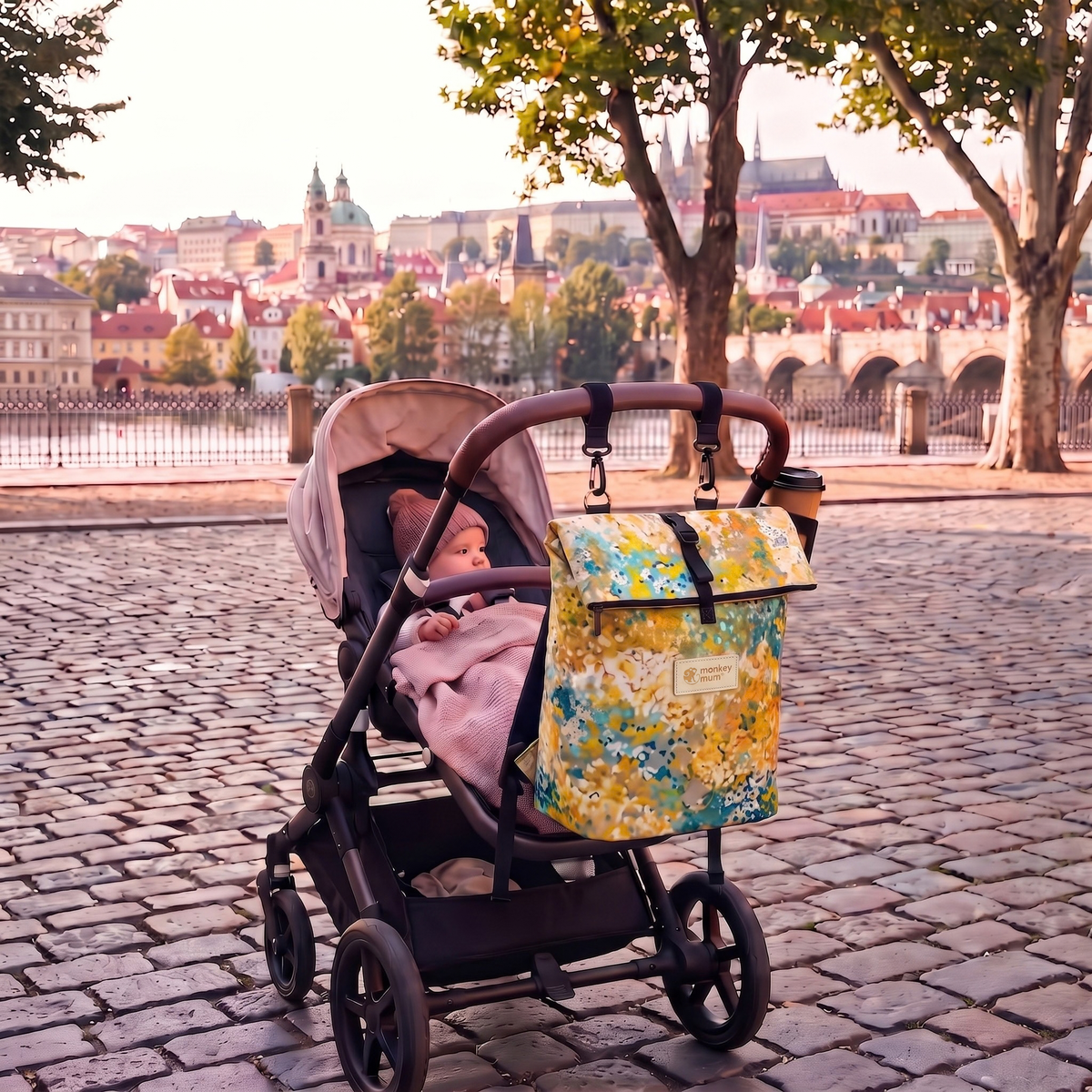 Monkey Mum® Keprový batoh na kočárek - Rozkvetlá louka