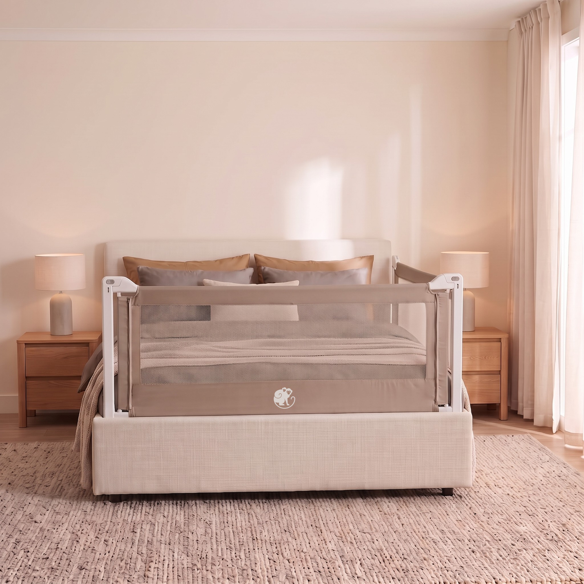 Plachta na zábranu na postel Monkey Mum® Popular - Latte