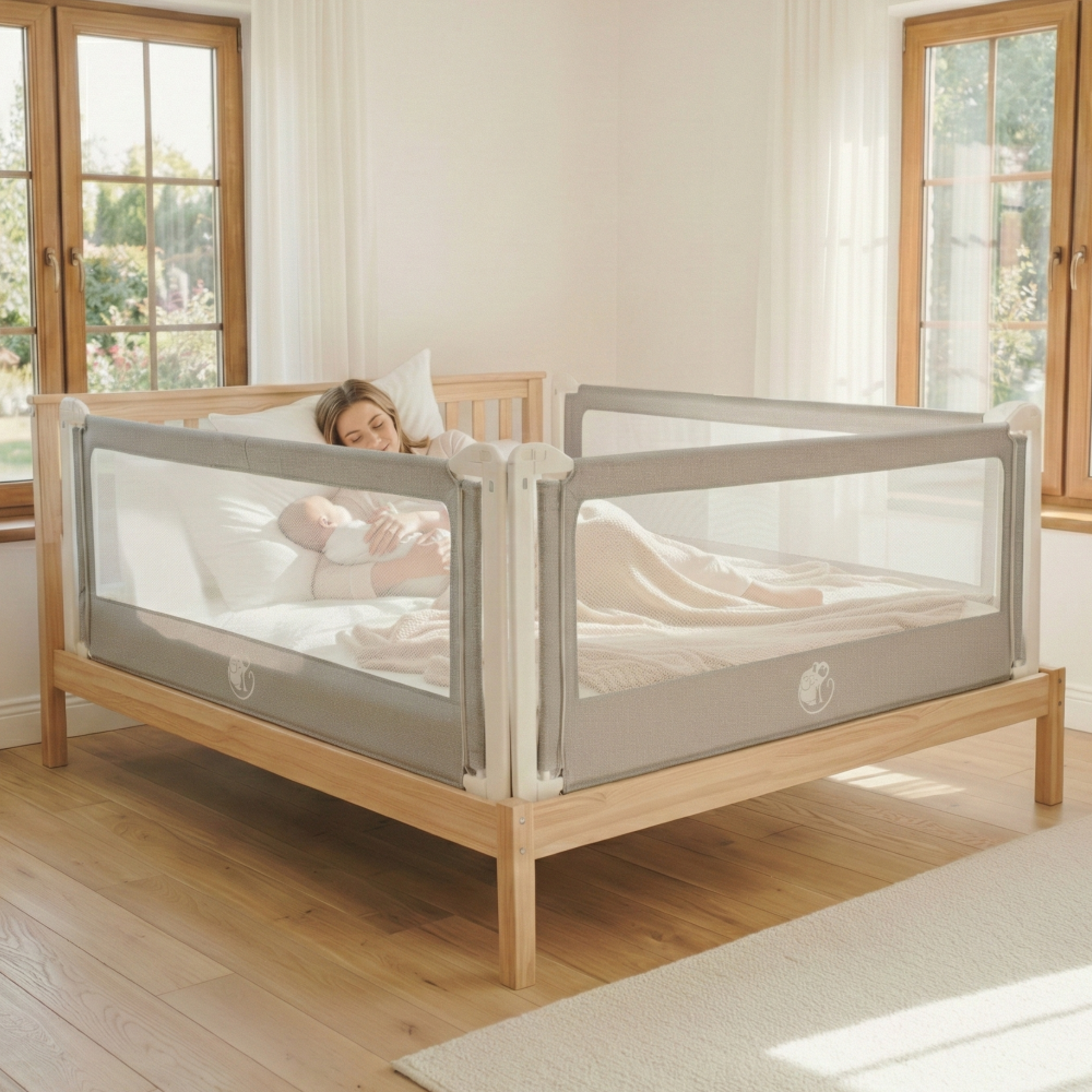 Zábrana na postel Monkey Mum® Popular - tmavě šedá - design - rozbalená