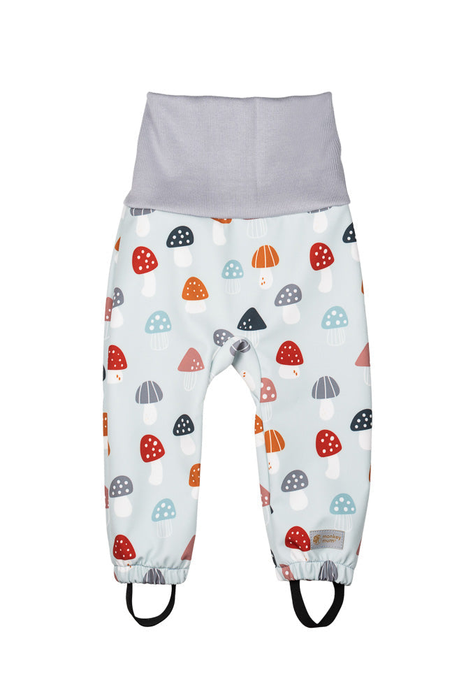 Dětské rostoucí softshellové kalhoty s membránou Monkey Mum® - Pestrobarevné mochomůrky
