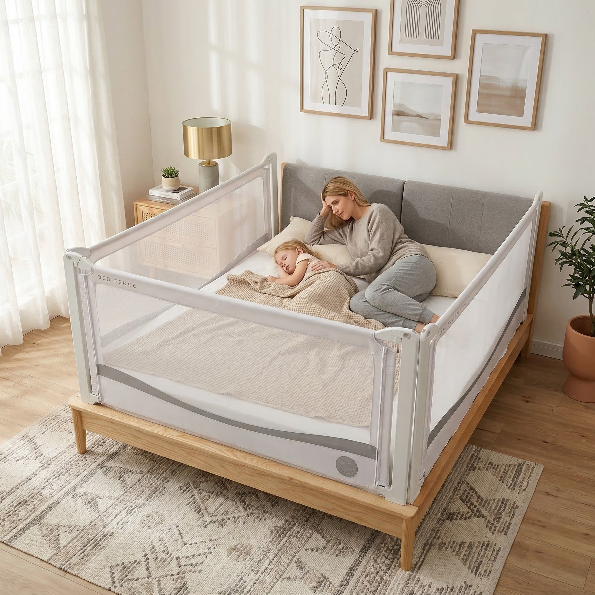 Zábrana na postel Monkey Mum® Premium - světle šedá - doprodej
