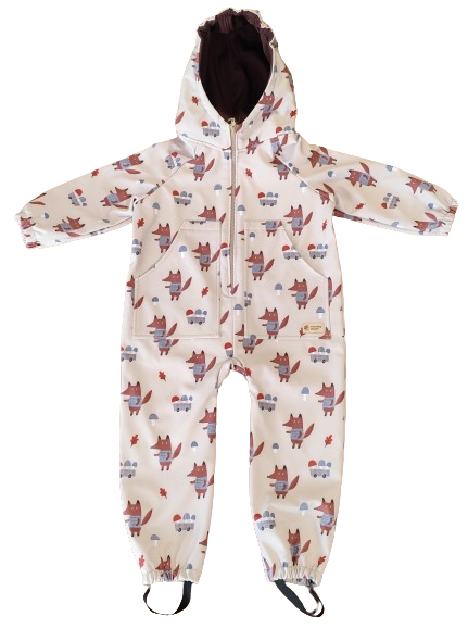 Monkey Mum® Softshellová kombinéza s membránou – Lišky na houbách - vel. 98/104, 110/116