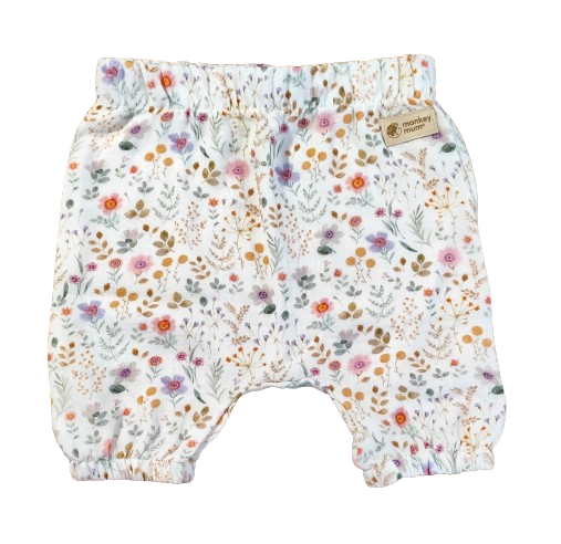 Mušelínové kraťásky Monkey Mum® - Rozkvetlá louka