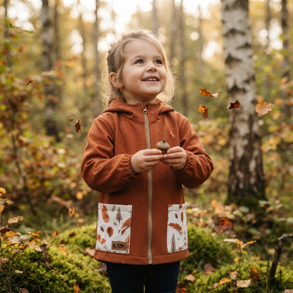 Dětská softshellová bunda s membránou Monkey Mum® - Podzimní listí
