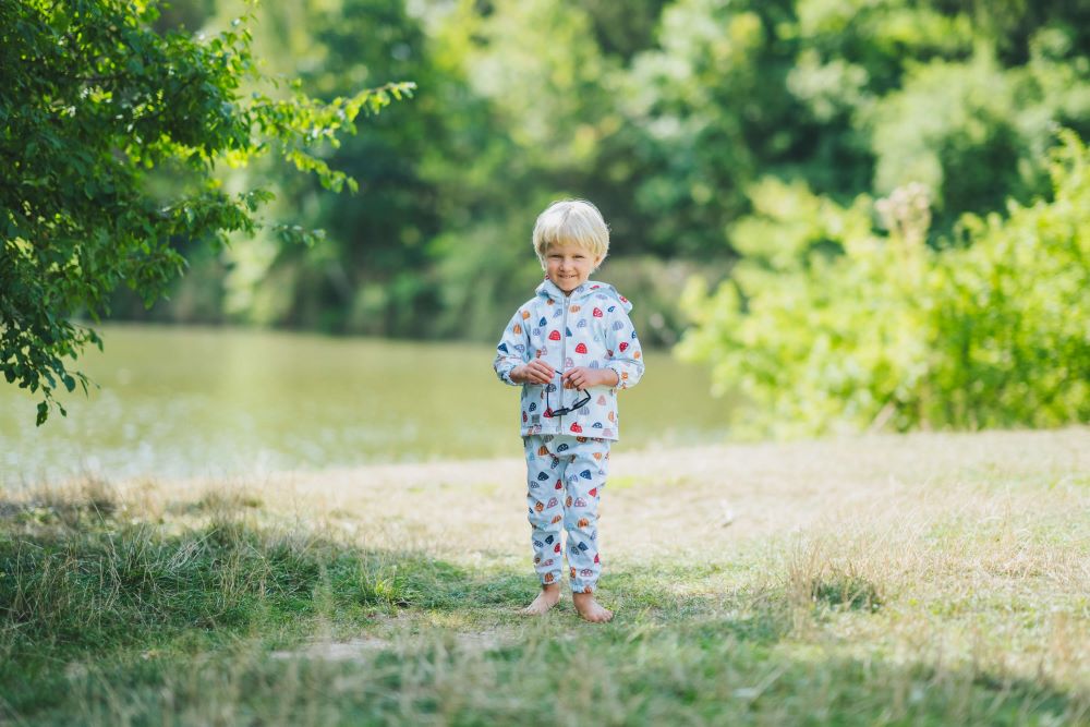 Dětské rostoucí softshellové kalhoty s membránou Monkey Mum® - Pestrobarevné mochomůrky