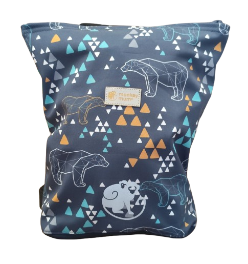 Dětský softshellový batůžek Monkey Mum®  - Origami medvěd - Tmavě modrý