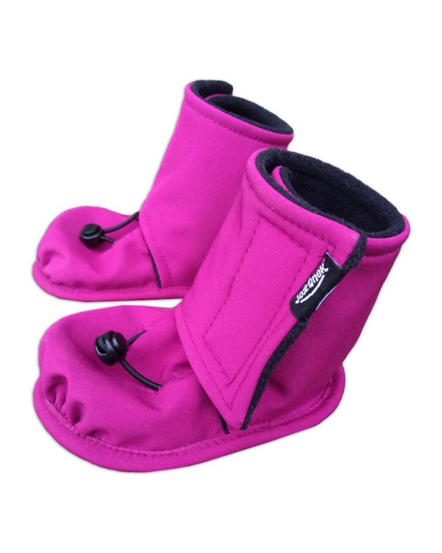 Softshellové zateplené botičky, zimní capáčky - fuchsiová/černá - velikost 18-24 měsíců