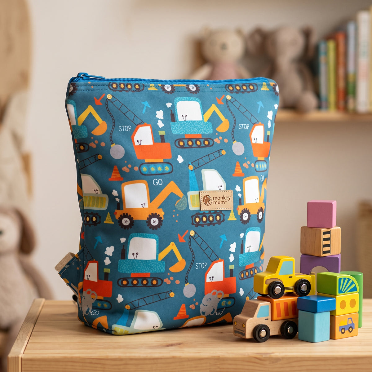 Dětský softshellový batůžek Monkey Mum® - Hravé staveniště