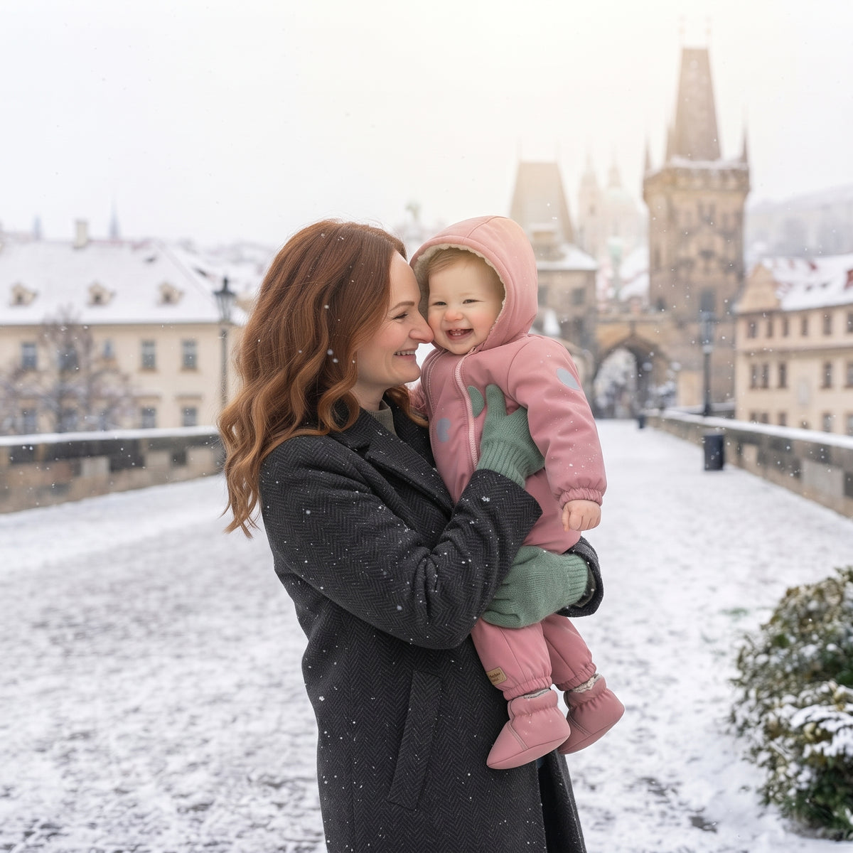 Monkey Mum® Dětská zimní softshellová kombinéza s beránkem - Růžová ovečka - vel. 62/68, 74/80