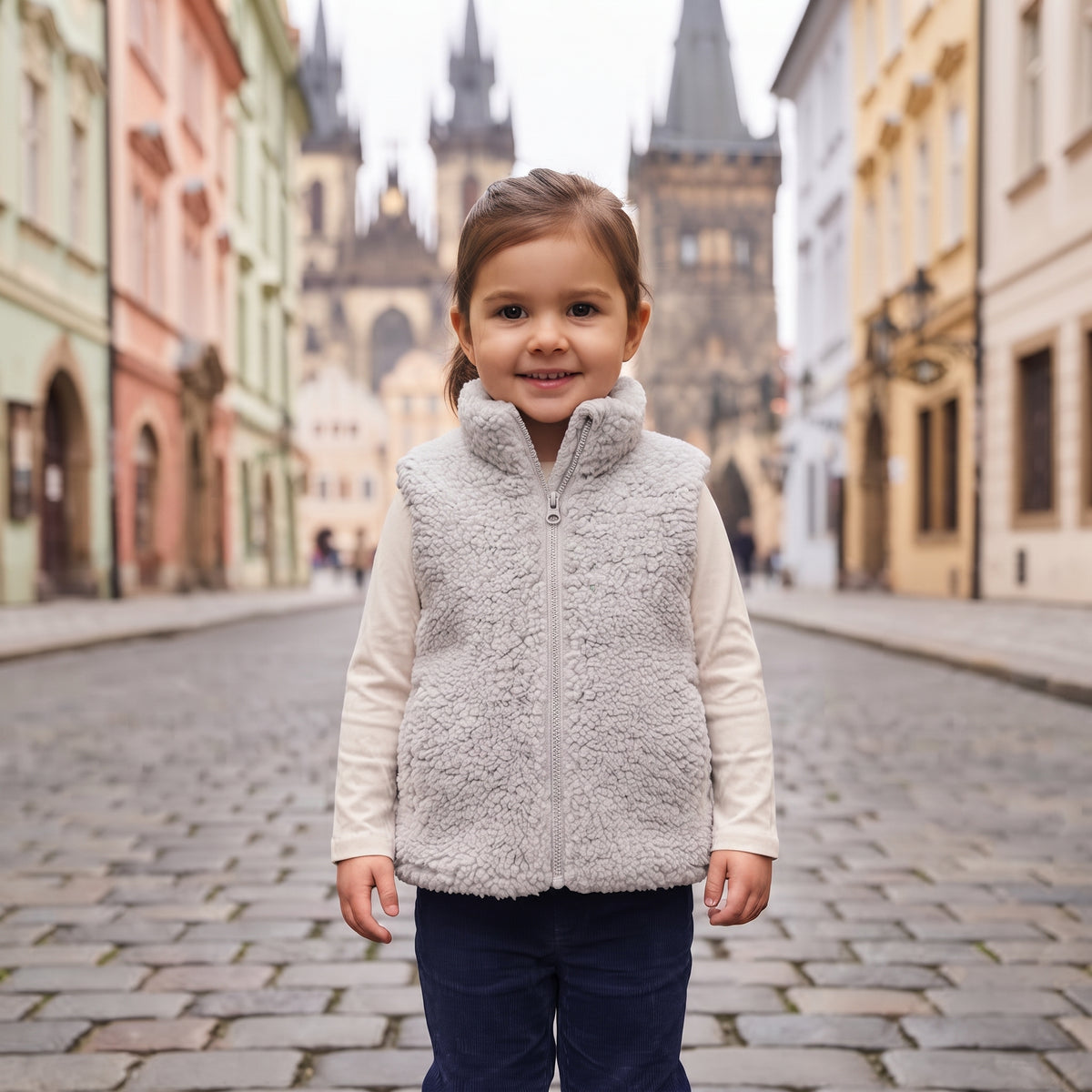 Beránková vesta Monkey Mum®  - Světle šedá