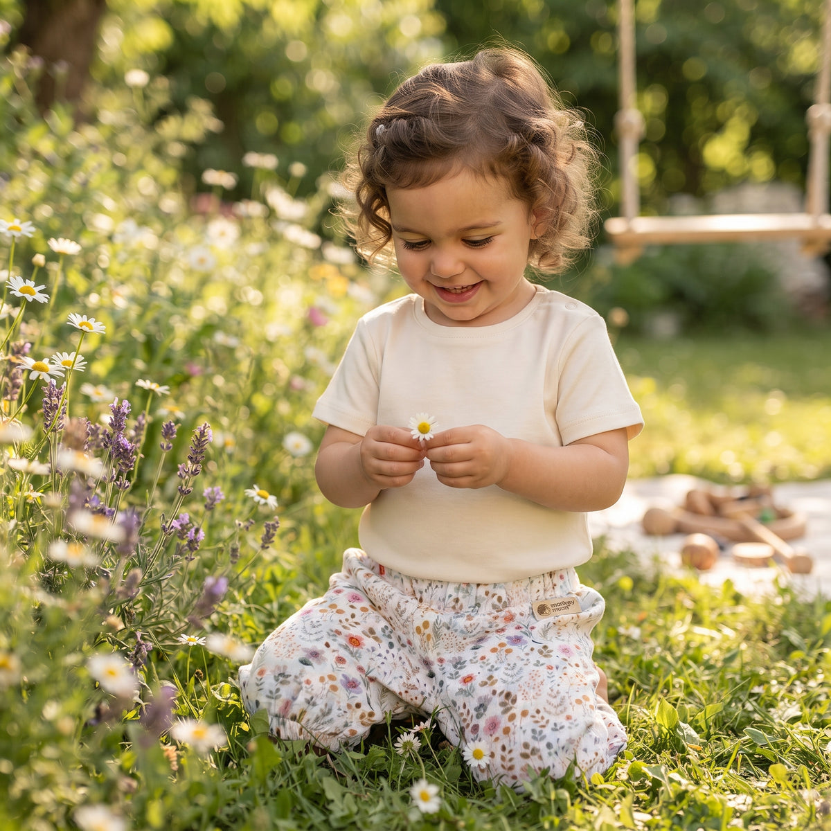 Mušelínové kraťásky Monkey Mum® - Rozkvetlá louka