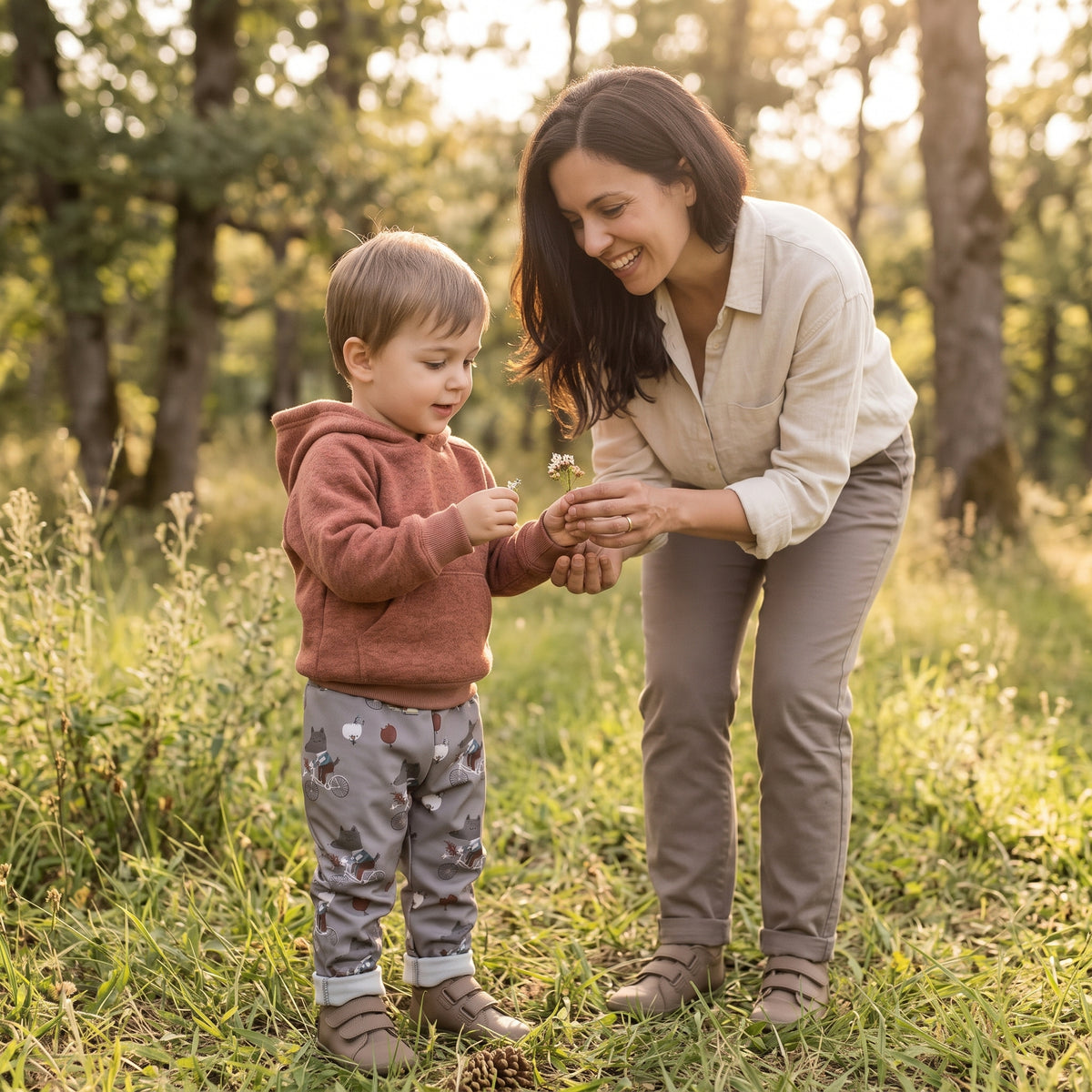 Dětské rostoucí softshellové kalhoty s membránou Monkey Mum® - Vlci na kole