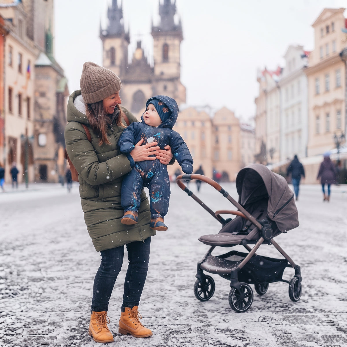 Monkey Mum® Dětská zimní softshellová kombinéza s beránkem - Pohádkový večerníček s medvědem - vel. 62/68, 74/80