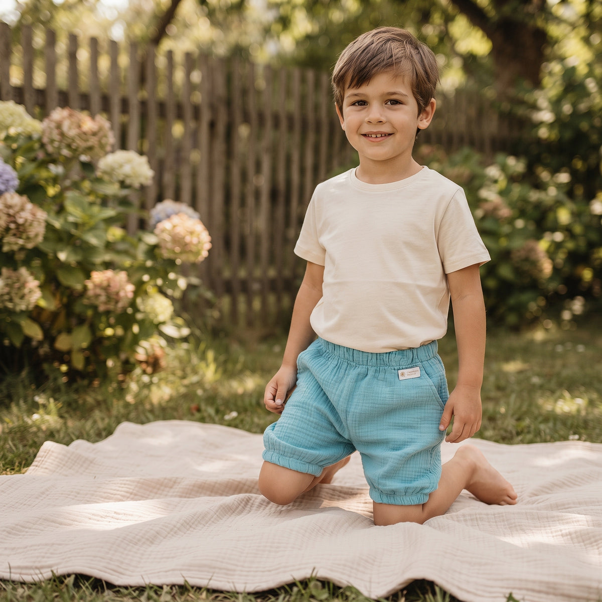 Mušelínové kraťásky Monkey Mum® - Mentolka