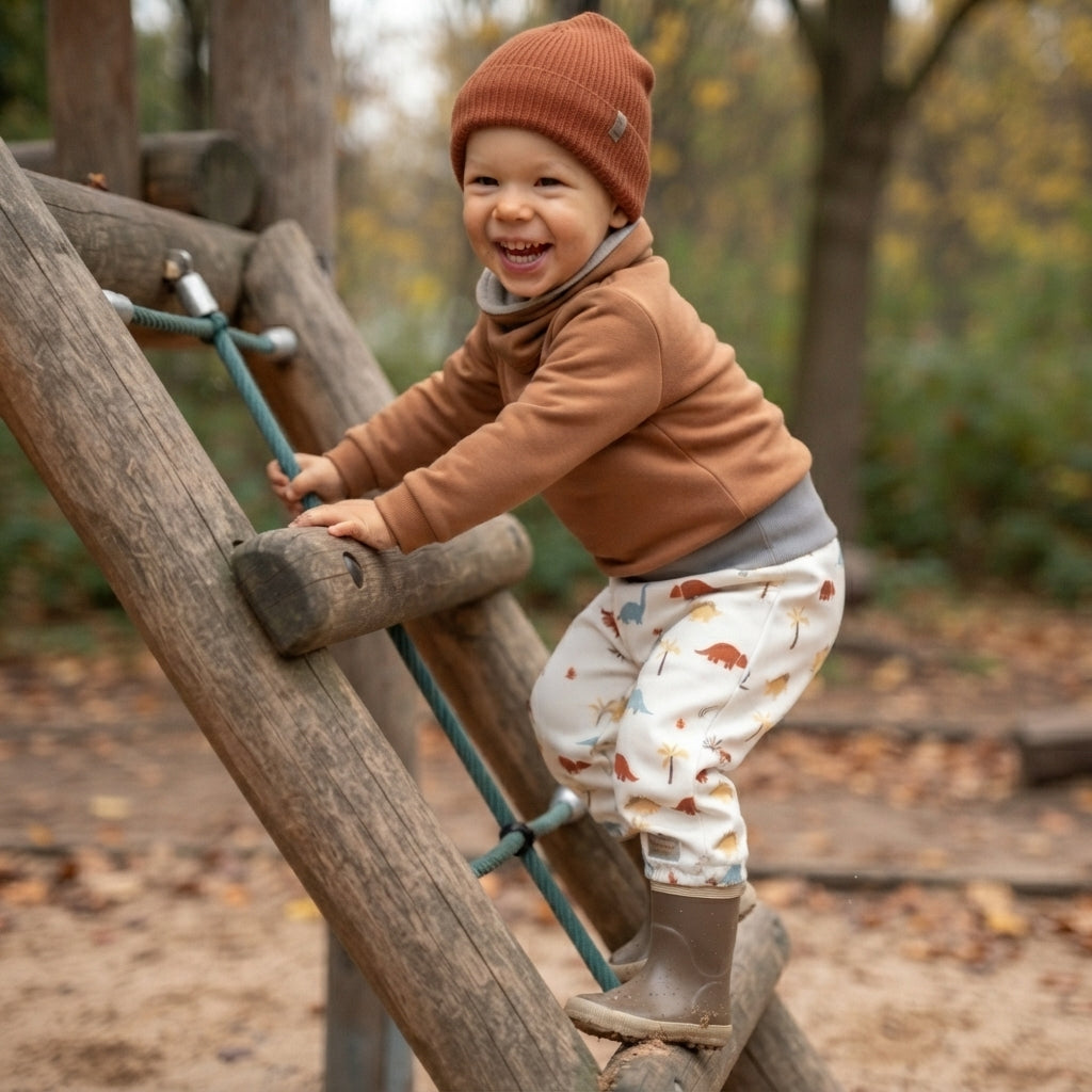 Dětské rostoucí softshellové kalhoty s membránou Monkey Mum® - Dinosauří příběh