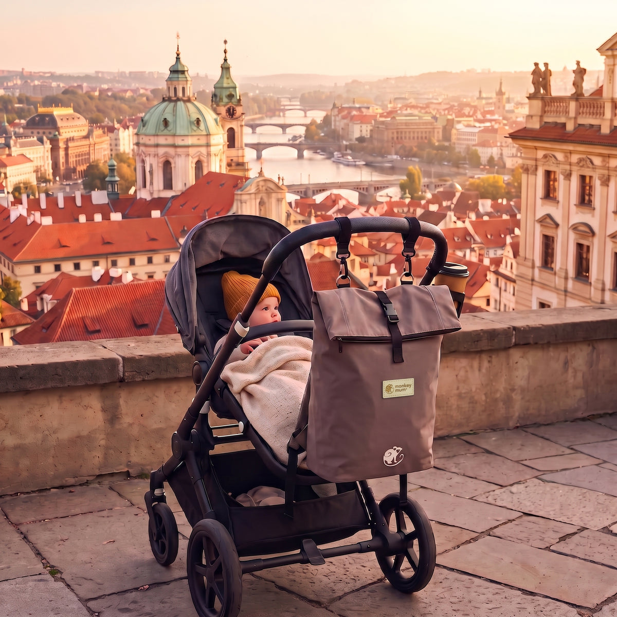 Monkey Mum® Keprový batoh na kočárek - Svěží vánek