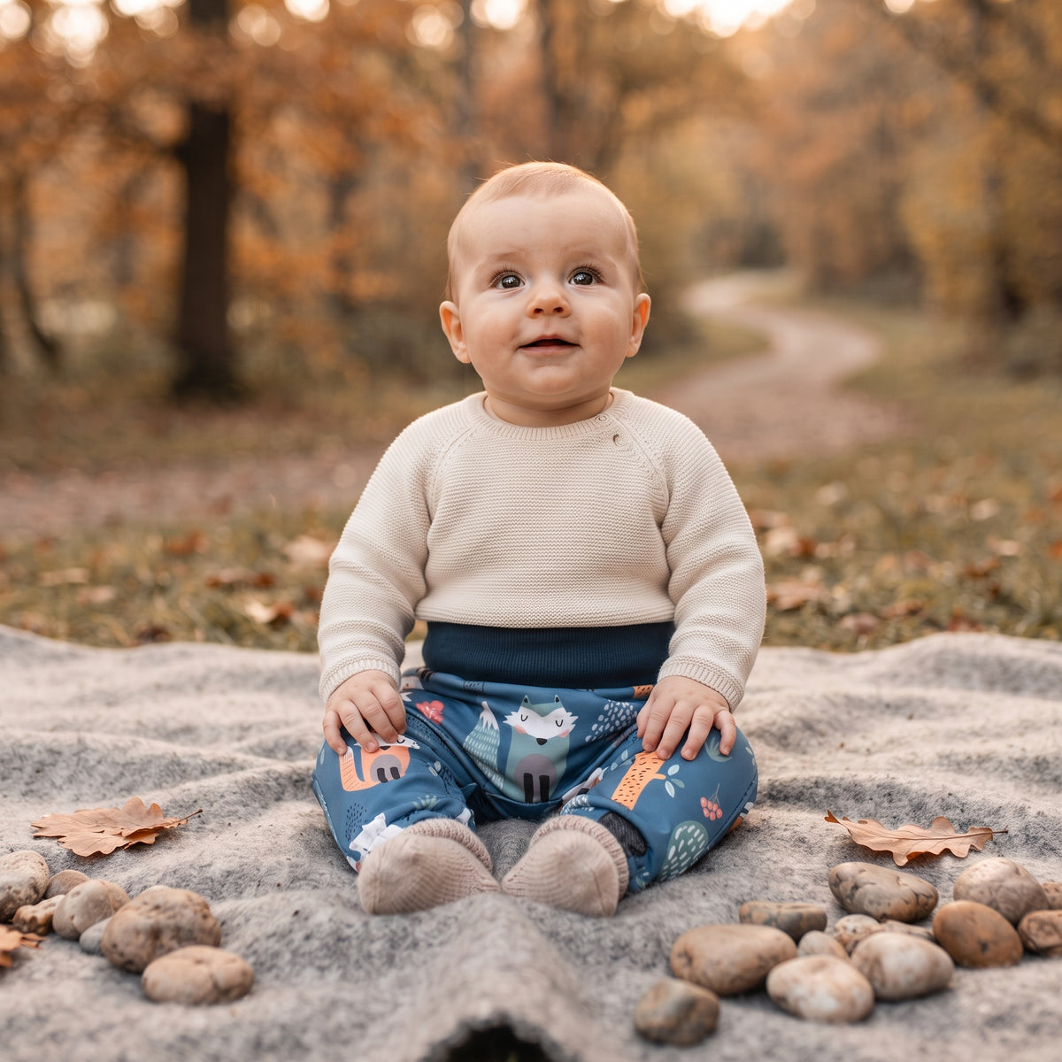 Dětské softshellové kalhoty s membránou Monkey Mum® - Noční zvířátka