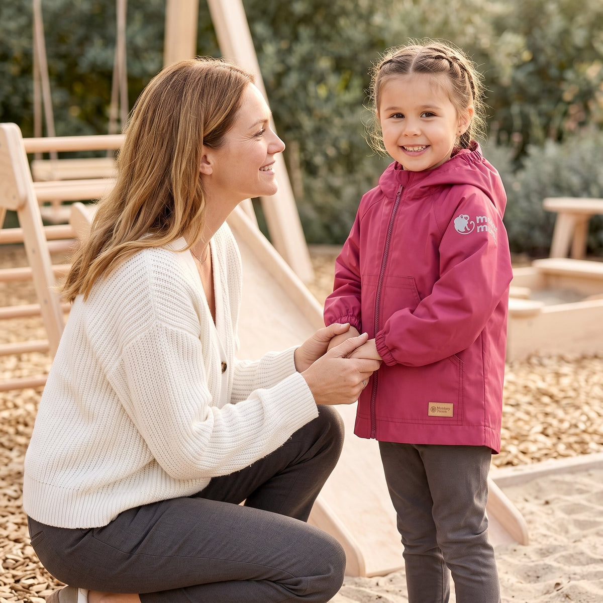 Monkey Mum® Šusťáková bunda s raglánovým rukávem - Vínová