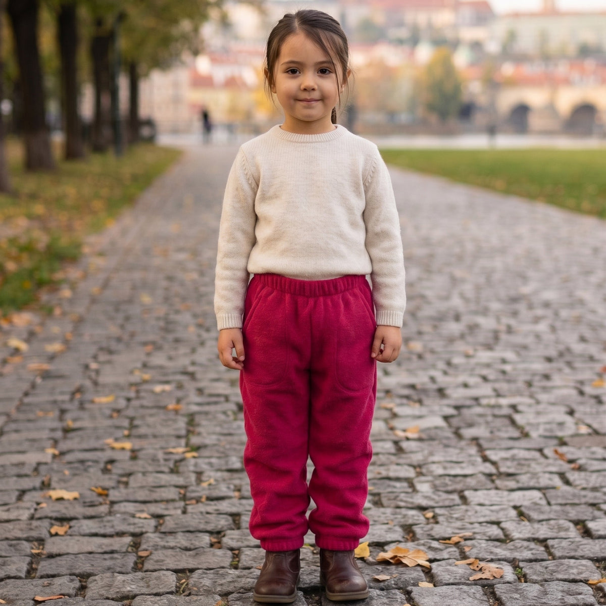 Monkey Mum® Fleecové tepláčky - Vínové