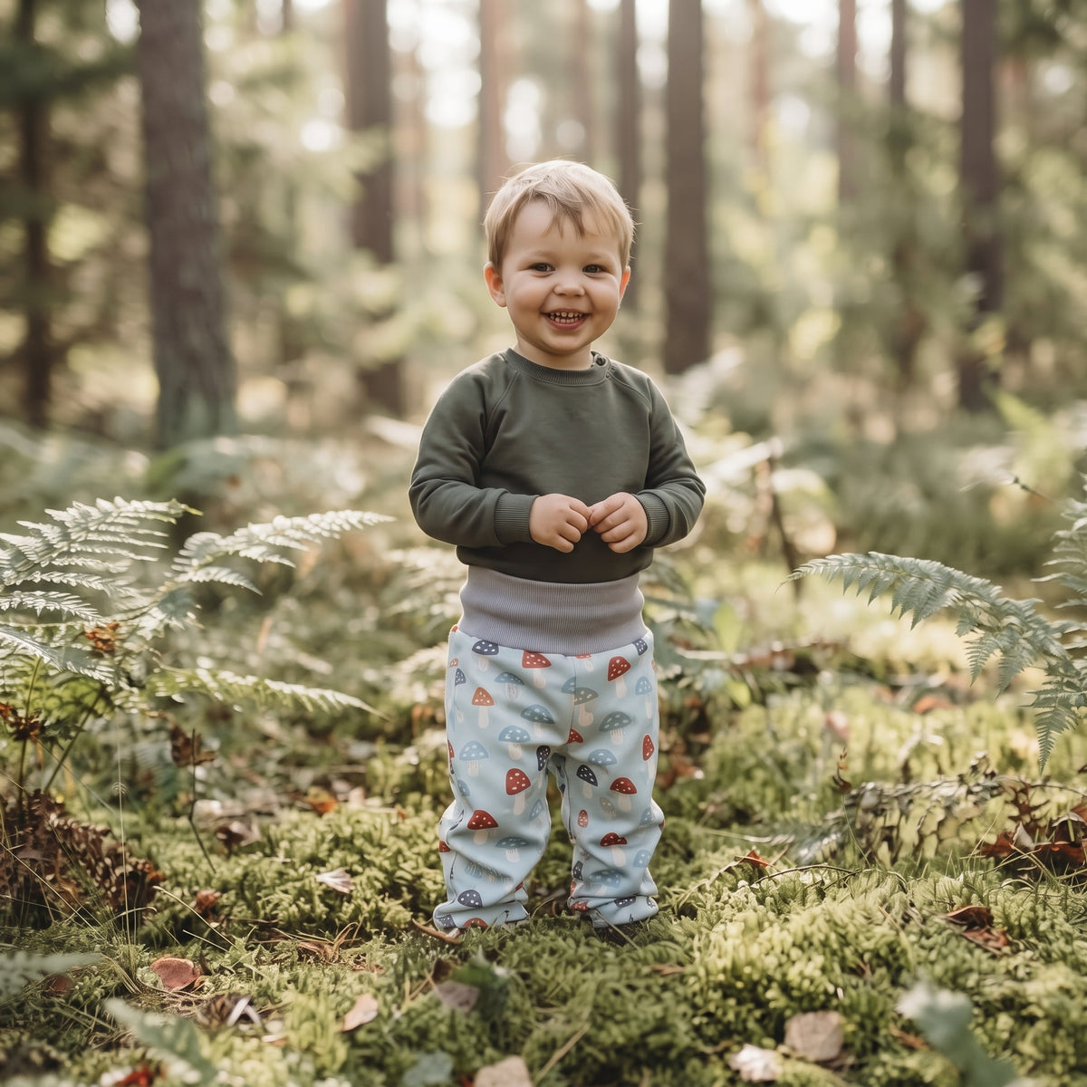 Dětské rostoucí softshellové kalhoty s membránou Monkey Mum® - Pestrobarevné mochomůrky