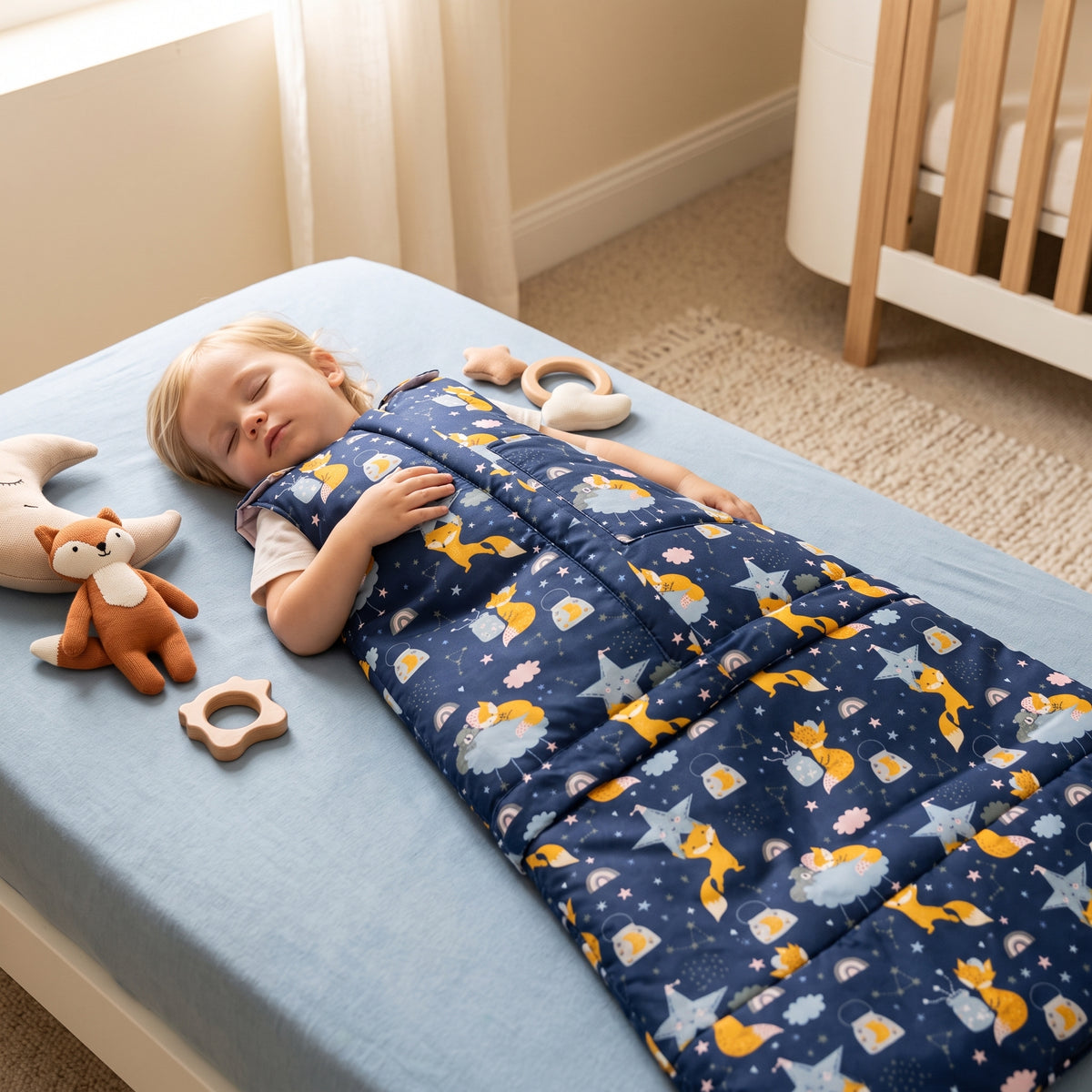 Zimní rostoucí spací vak Monkey Mum® 0 - 4 roky - sada - Snění s liškou