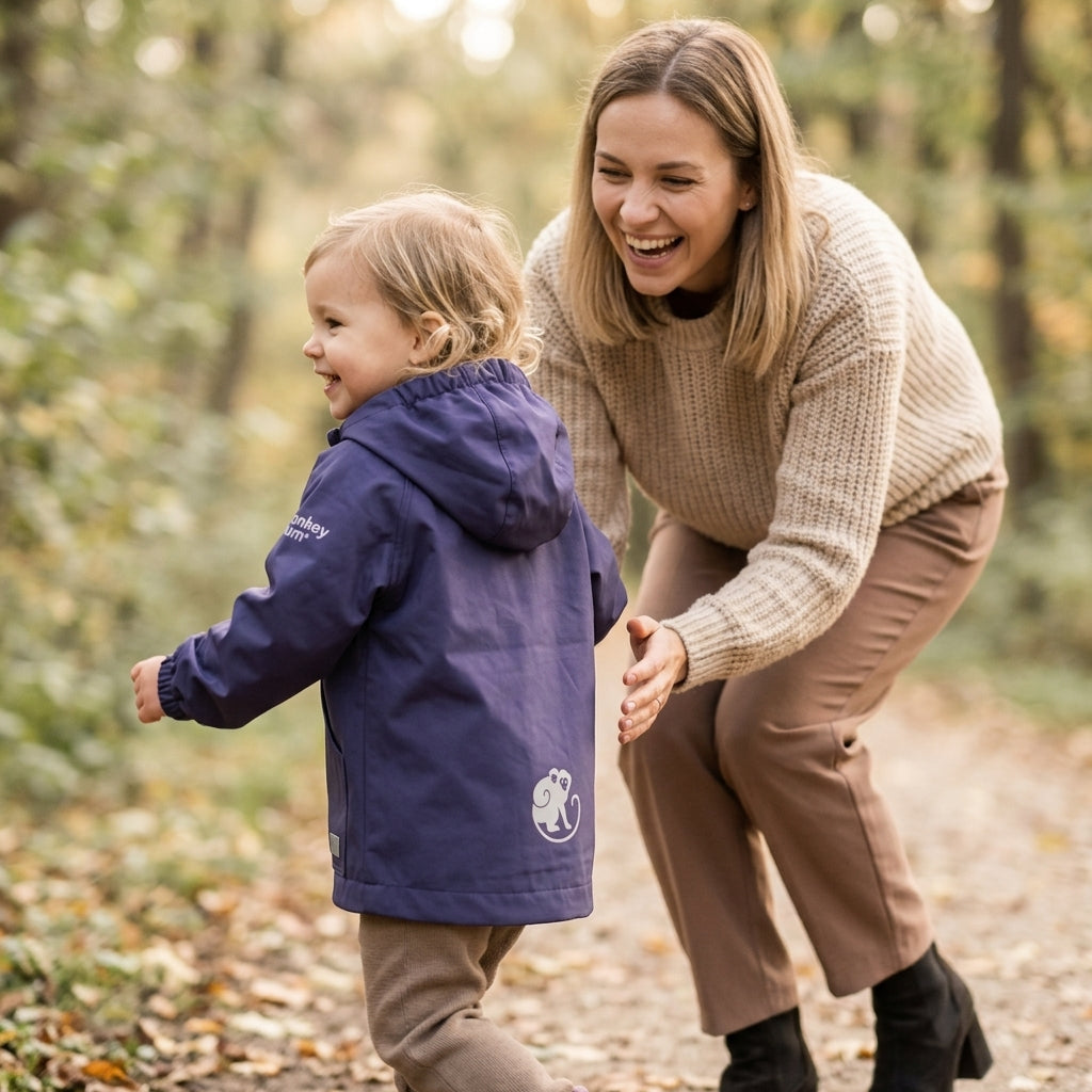 Monkey Mum® Šusťáková bunda s raglánovým rukávem - Tmavě fialová