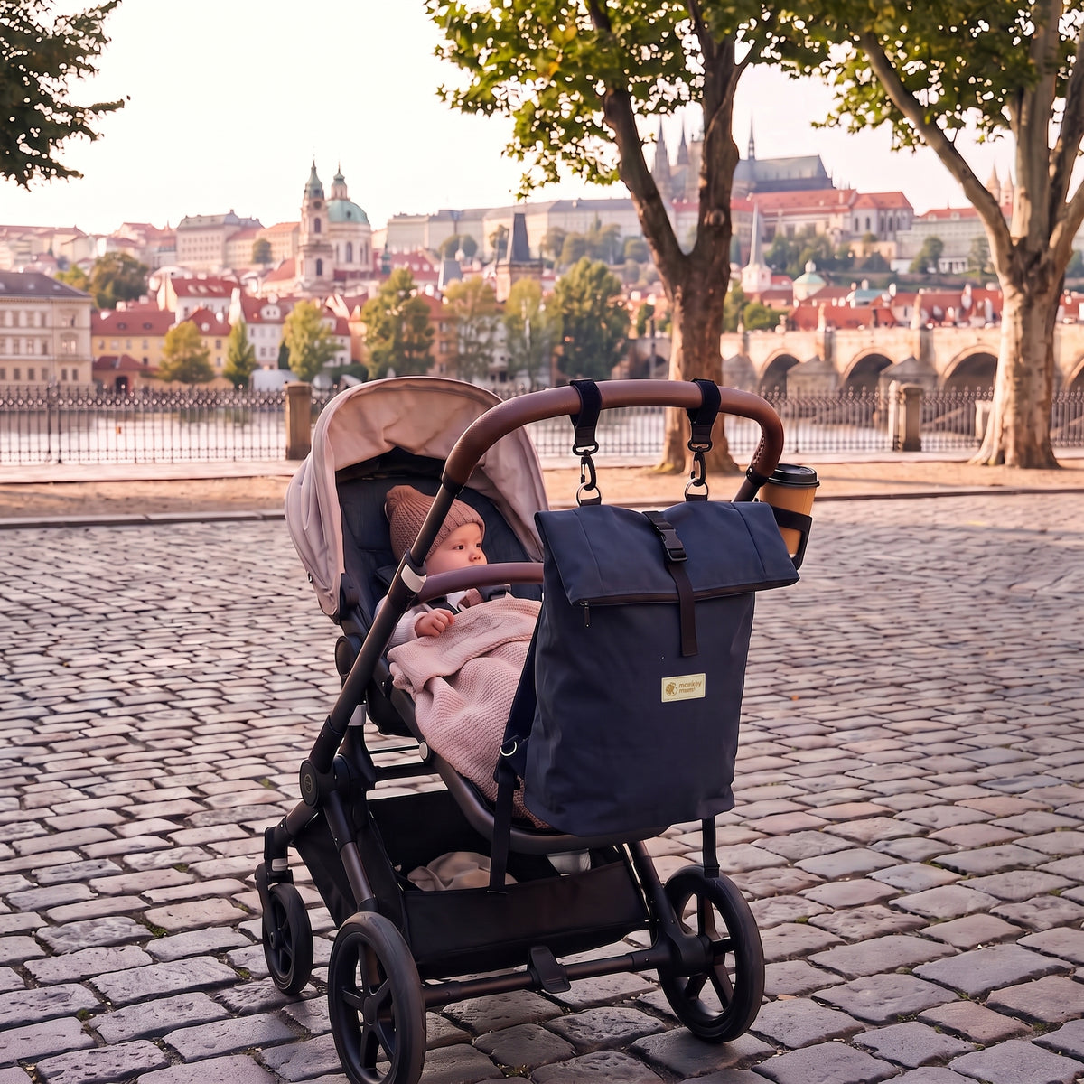 Monkey Mum® Softshellový batoh na kočárek - Noční obloha