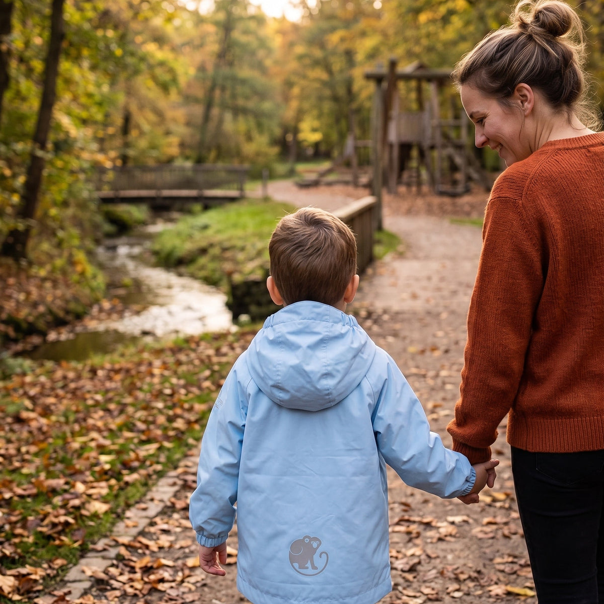 Monkey Mum® Šusťáková bunda s raglánovým rukávem - Světle modrá