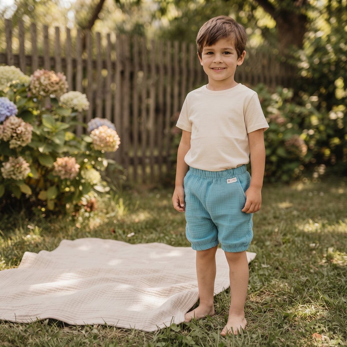 Mušelínové kraťásky Monkey Mum® - Mentolka