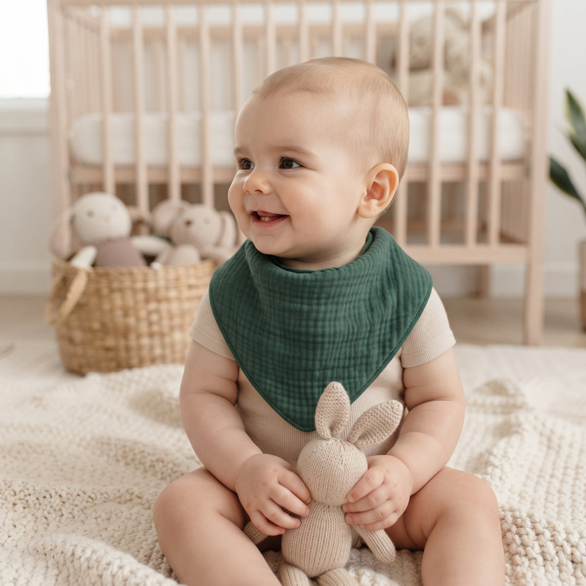 Mušelínový slintáček Monkey Mum® - Tmavě zelený