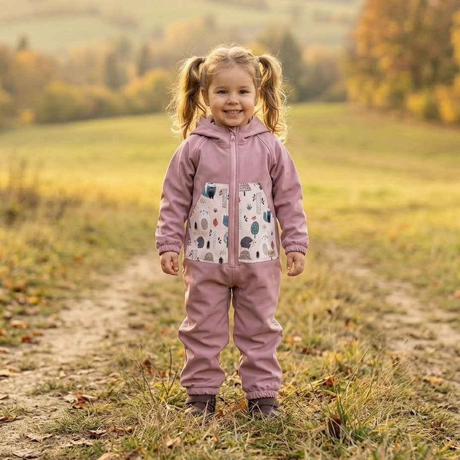Monkey Mum® Softshellová kombinéza s membránou – Cukrová zvířátka - vel. 98/104, 110/116