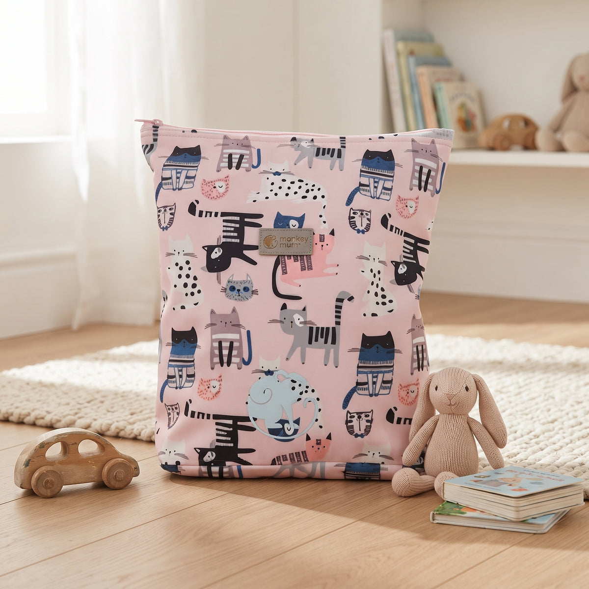 Dětský softshellový batůžek Monkey Mum®  - Kočičky - Růžový