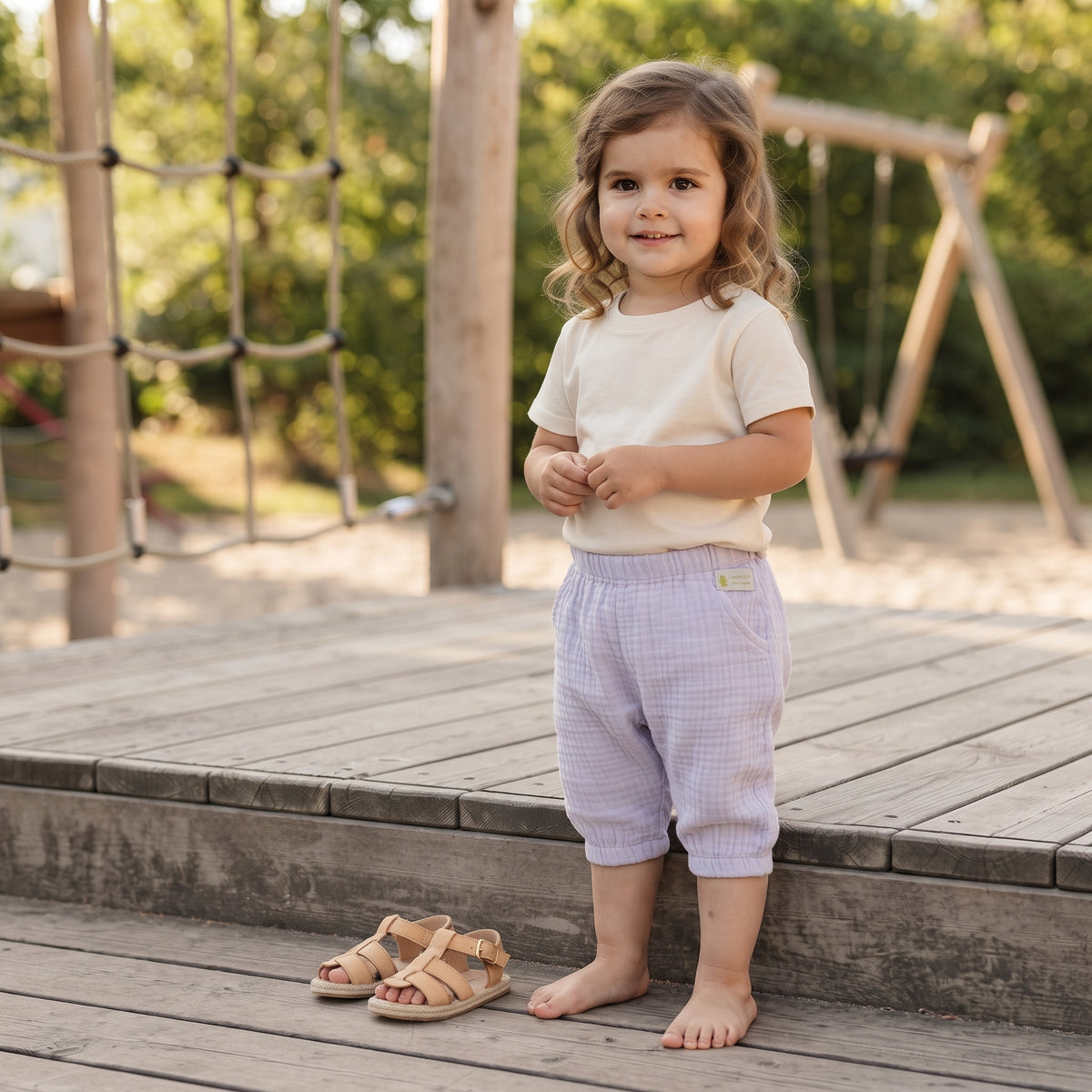 Mušelínové kraťásky Monkey Mum® - Fialka