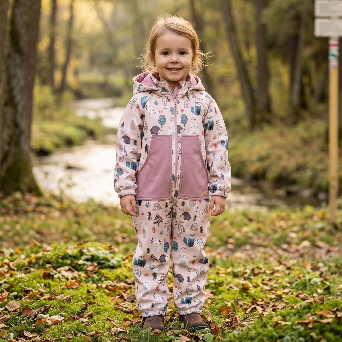 Monkey Mum® Softshellová kombinéza s membránou – Denní zvířátka - vel. 98/104, 110/116