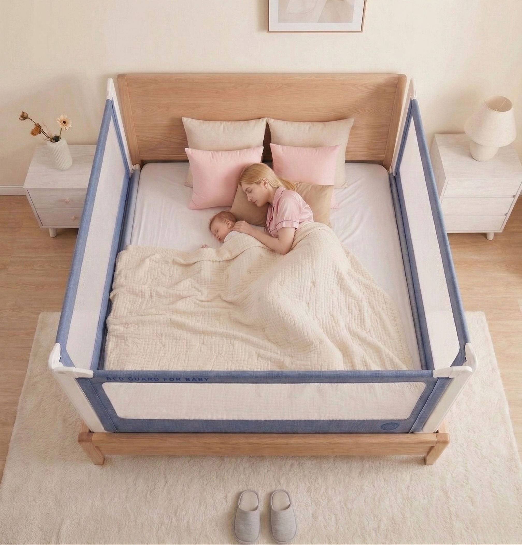 Zábrana na postel Monkey Mum® Popular - tmavě modrá - design - doprodej - rozbalená